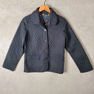 Carole Little Jacket Womens Small Black‎ Quilted Button Up Lightweight Coat